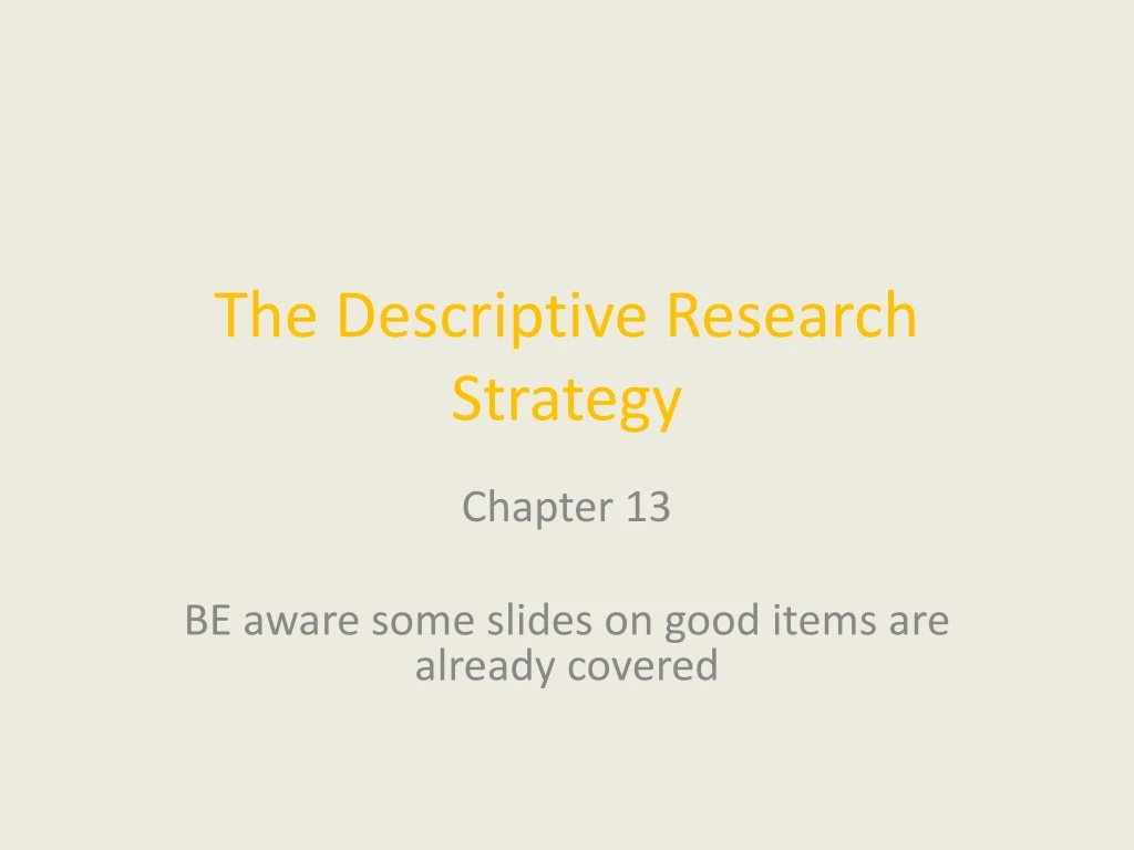 the descriptive research strategy