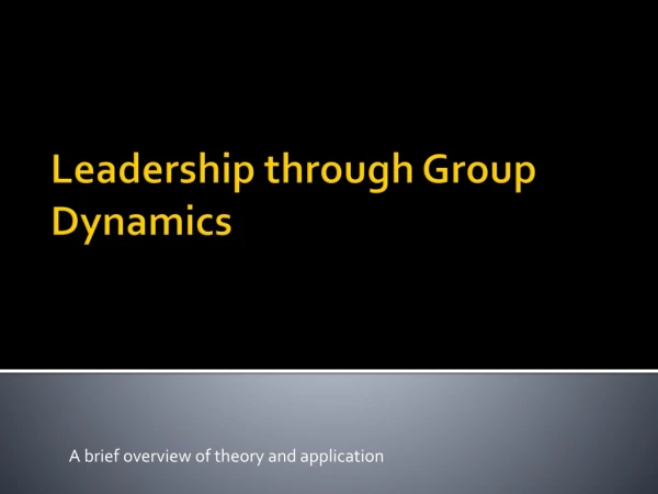 Leadership through Group Dynamics