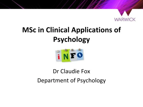 MSc in Clinical Applications of Psychology