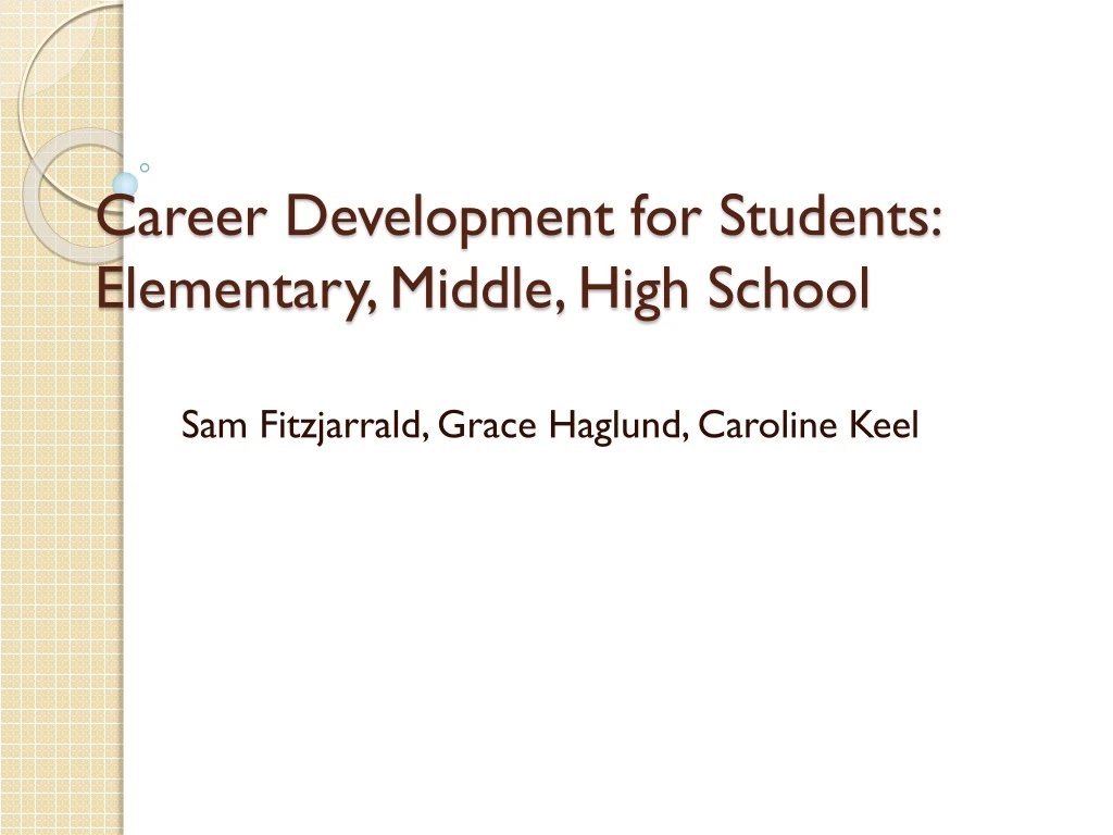 career development for students elementary middle high school