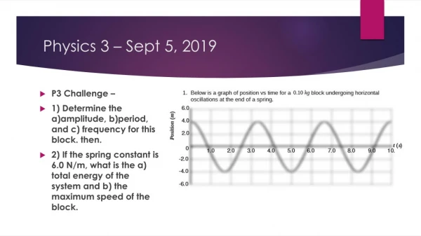 Physics 3 – Sept 5 , 2019