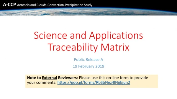 Science and Applications Traceability Matrix