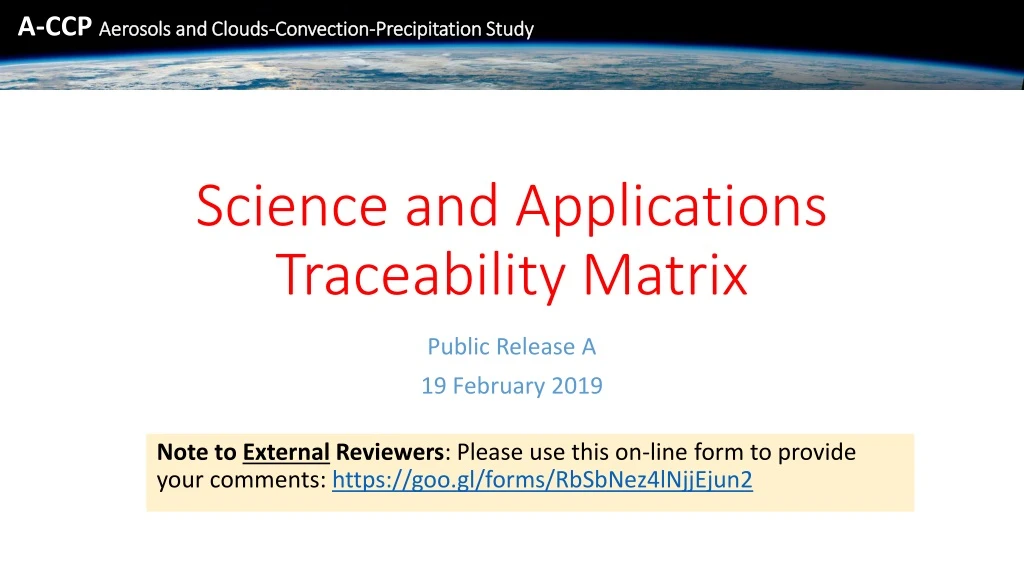 science and applications traceability matrix