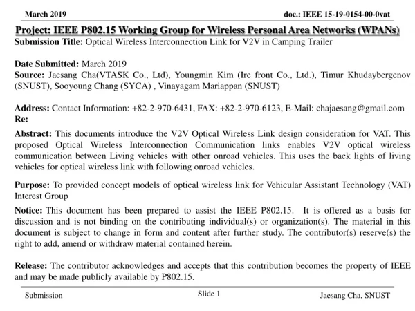 Project: IEEE P802.15 Working Group for Wireless Personal Area Networks (WPANs)