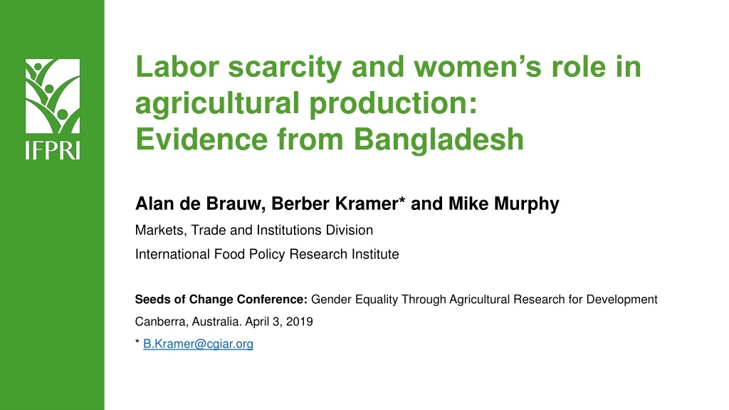 labor scarcity and women s role in agricultural production evidence from bangladesh
