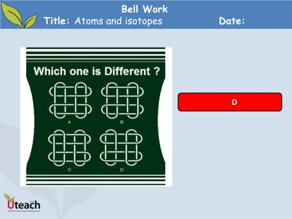 Bell Work Title: Atoms and isotopes	 	Date: