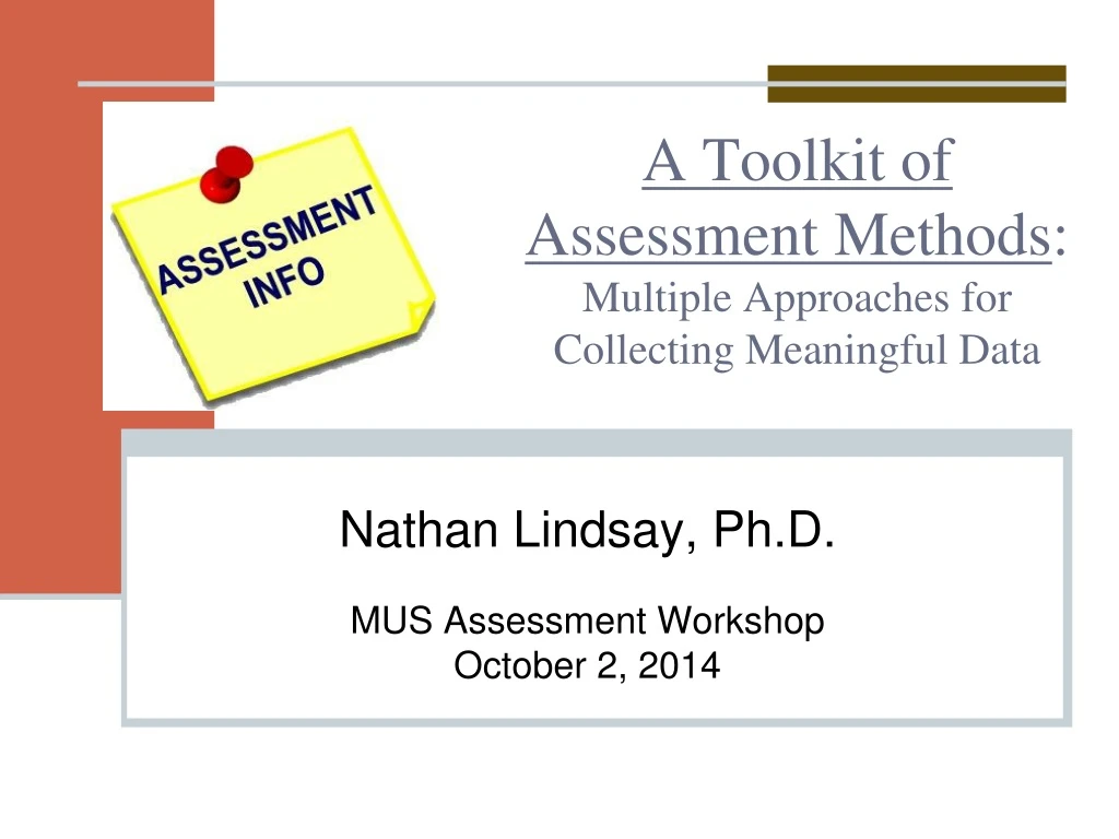 a toolkit of assessment methods multiple approaches for collecting meaningful data