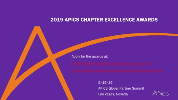 2019 APICS Chapter EXCELLENCE AWARDS