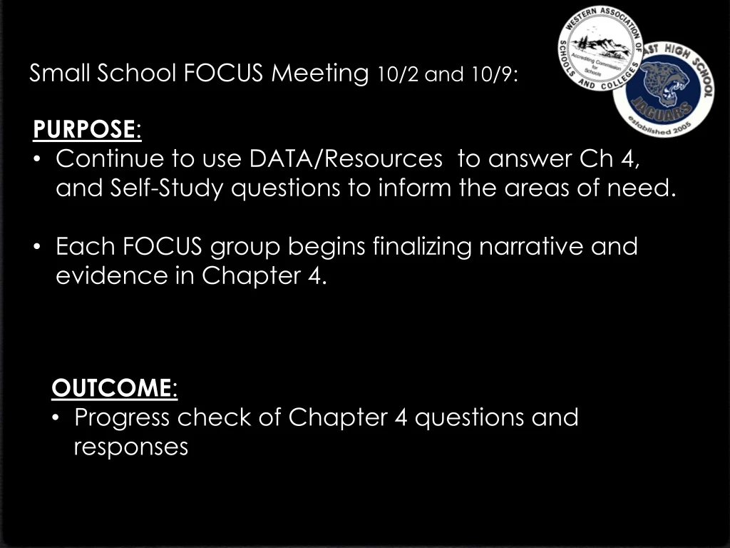small school focus meeting 10 2 and 10 9