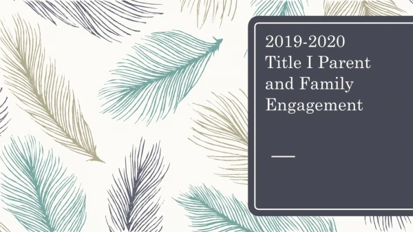 2019-2020 Title I Parent and Family Engagement