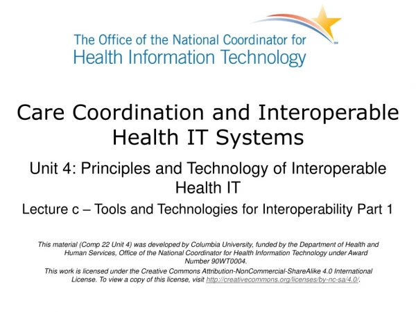 Care Coordination and Interoperable Health IT Systems