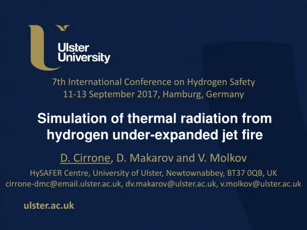 Simulation of thermal radiation from hydrogen under-expanded jet fire