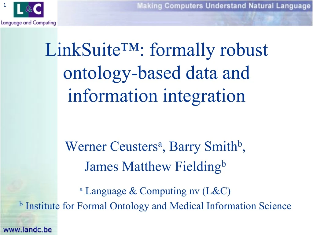 linksuite formally robust ontology based data and information integration