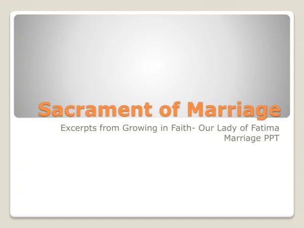 Sacrament of Marriage