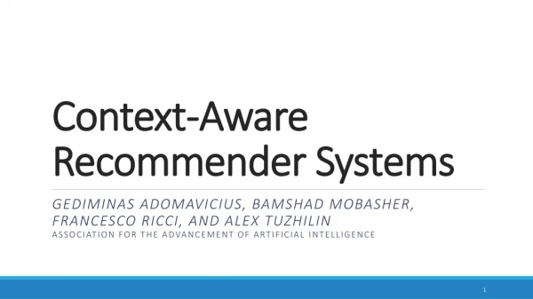 Context-Aware Recommender Systems