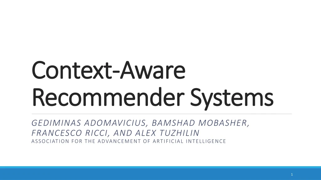 context aware recommender systems