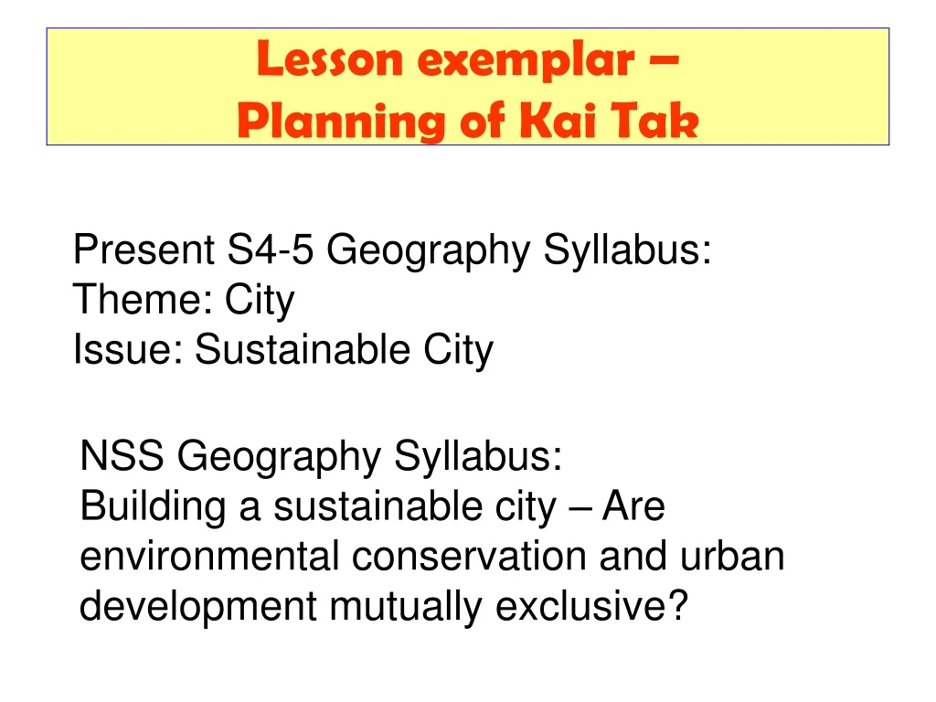 lesson exemplar planning of kai tak