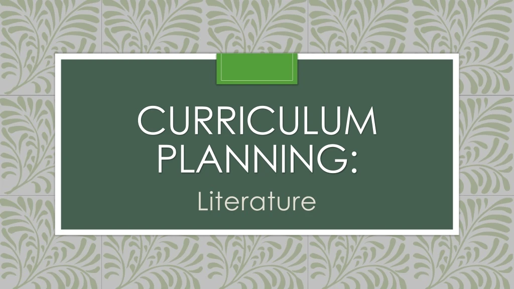 curriculum planning