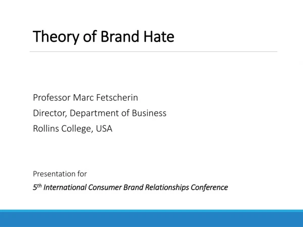 Theory of Brand Hate