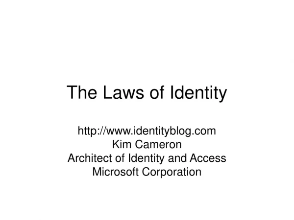 The Laws of Identity