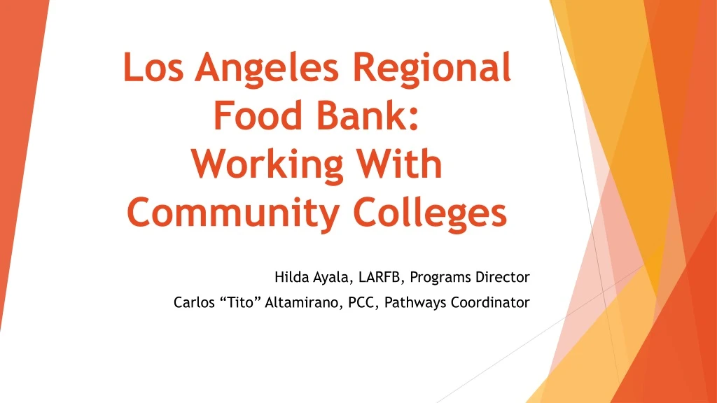 los angeles regional food bank working with community colleges