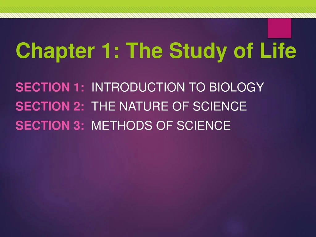 chapter 1 the study of life
