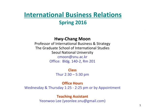 International Business Relations Spring 2016