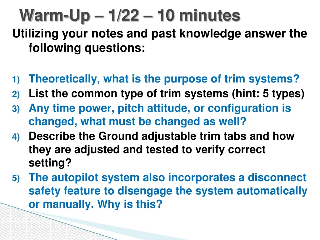 warm up 1 22 10 minutes