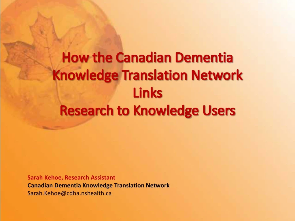 how the canadian dementia knowledge translation
