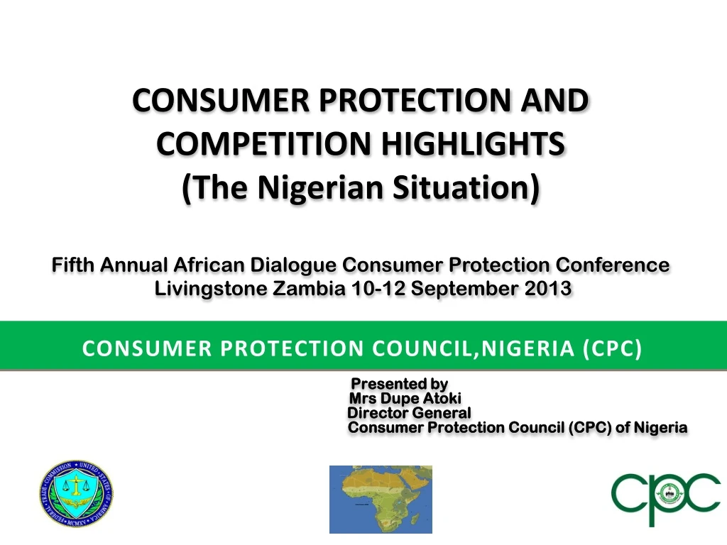 presented by mrs dupe atoki director general consumer protection council cpc of nigeria