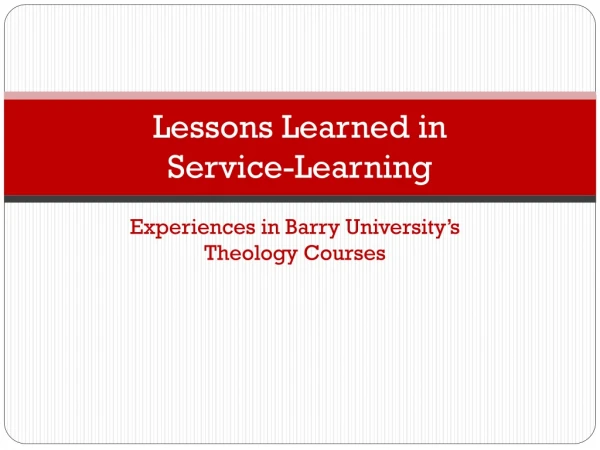 Lessons Learned in Service-Learning