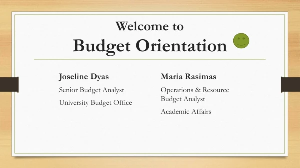 Welcome to Budget Orientation