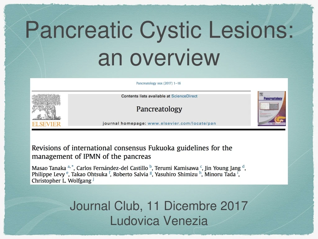 pancreatic cystic lesions an overview