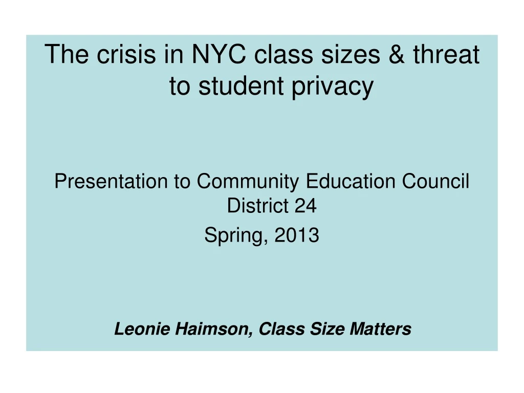 the crisis in nyc class sizes threat to student