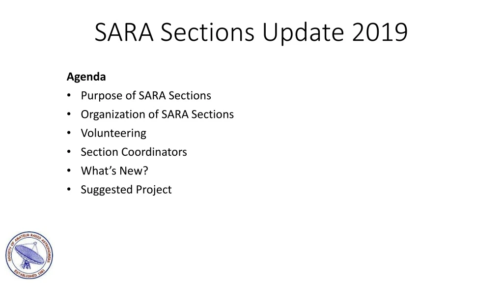 sara sections update 2019