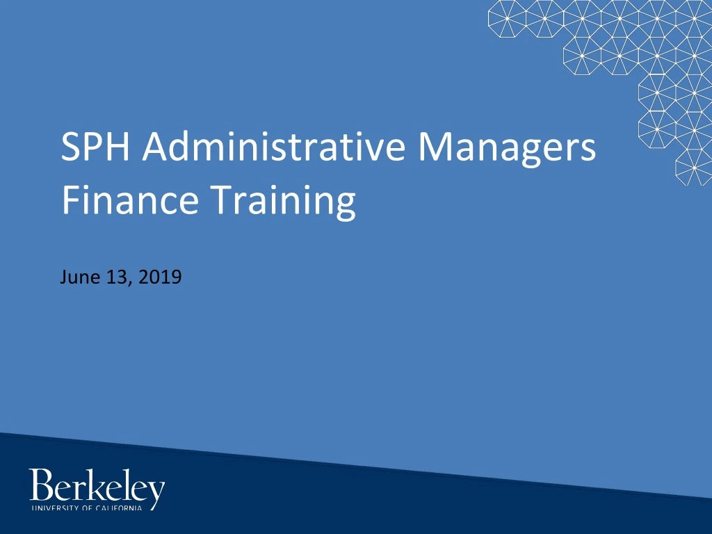 sph administrative managers finance training