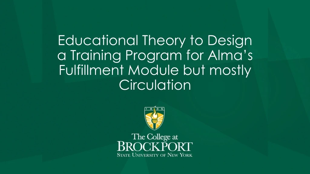 educational theory to design a training program