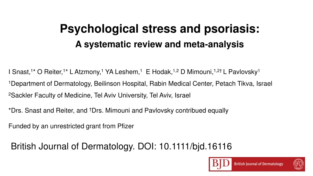 psychological stress and psoriasis a systematic review and meta analysis