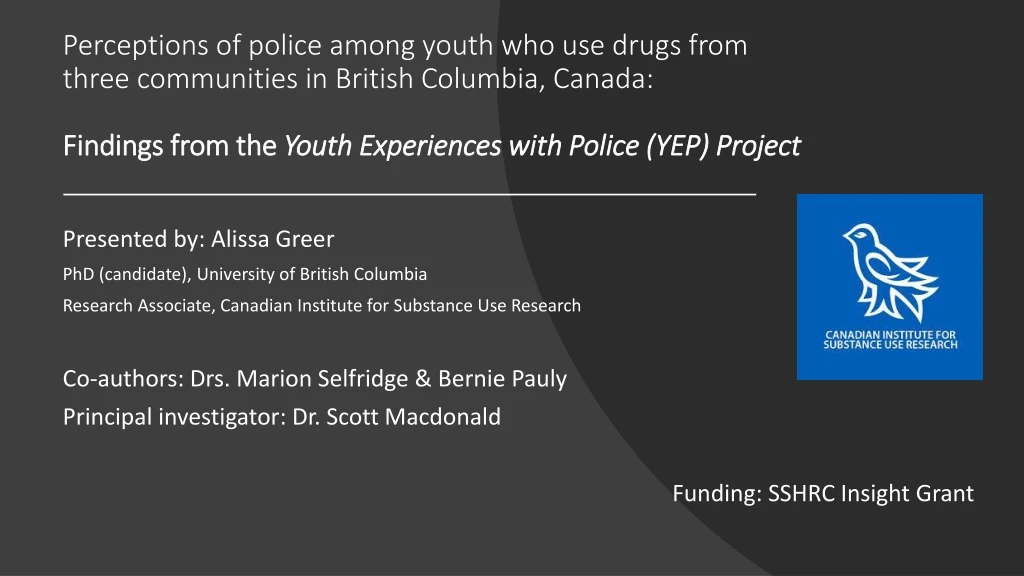 perceptions of police among youth who use drugs