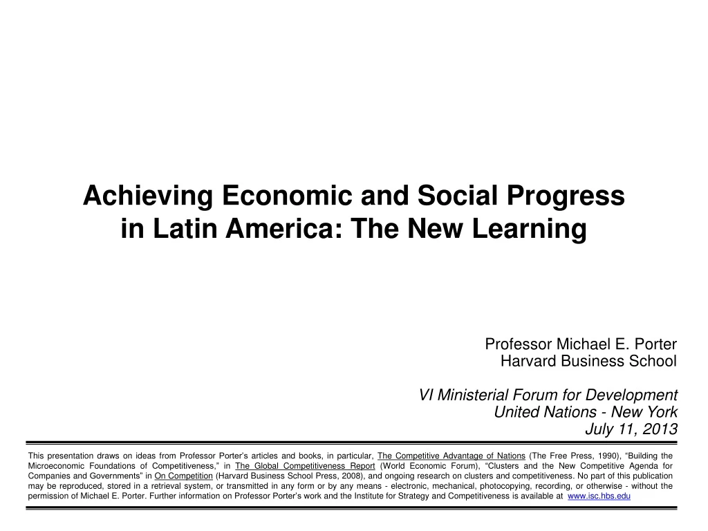 achieving economic and social progress in latin america the new learning