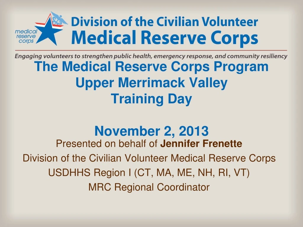 the medical reserve corps program upper merrimack valley training day november 2 2013