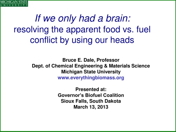 If we only had a brain: resolving the apparent food vs. fuel conflict by using our heads