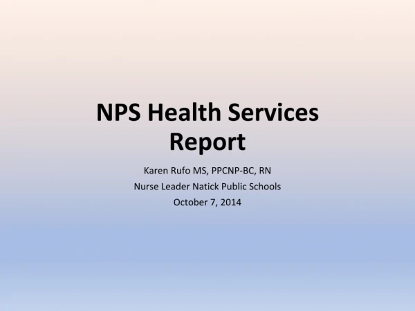 NPS Health Services Report