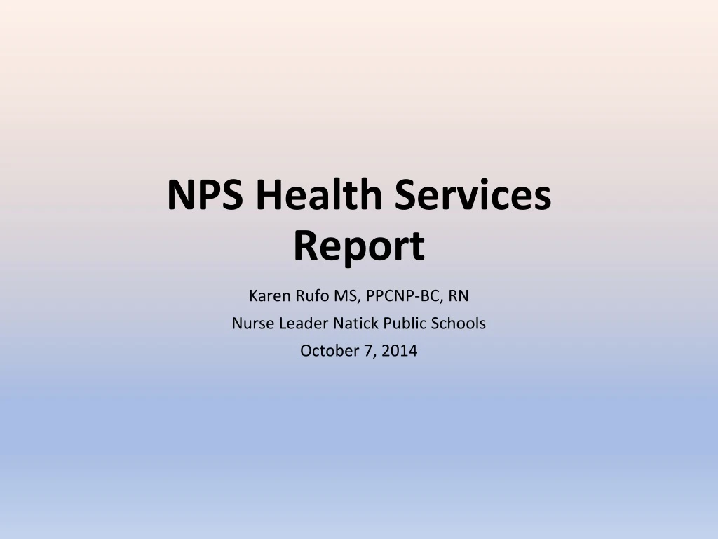 nps health services report