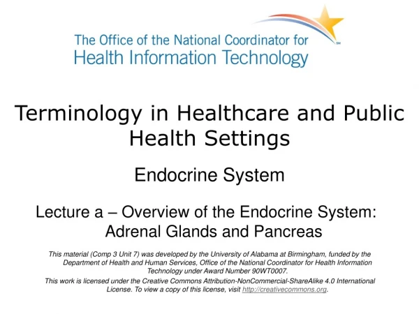 Terminology in Healthcare and Public Health Settings