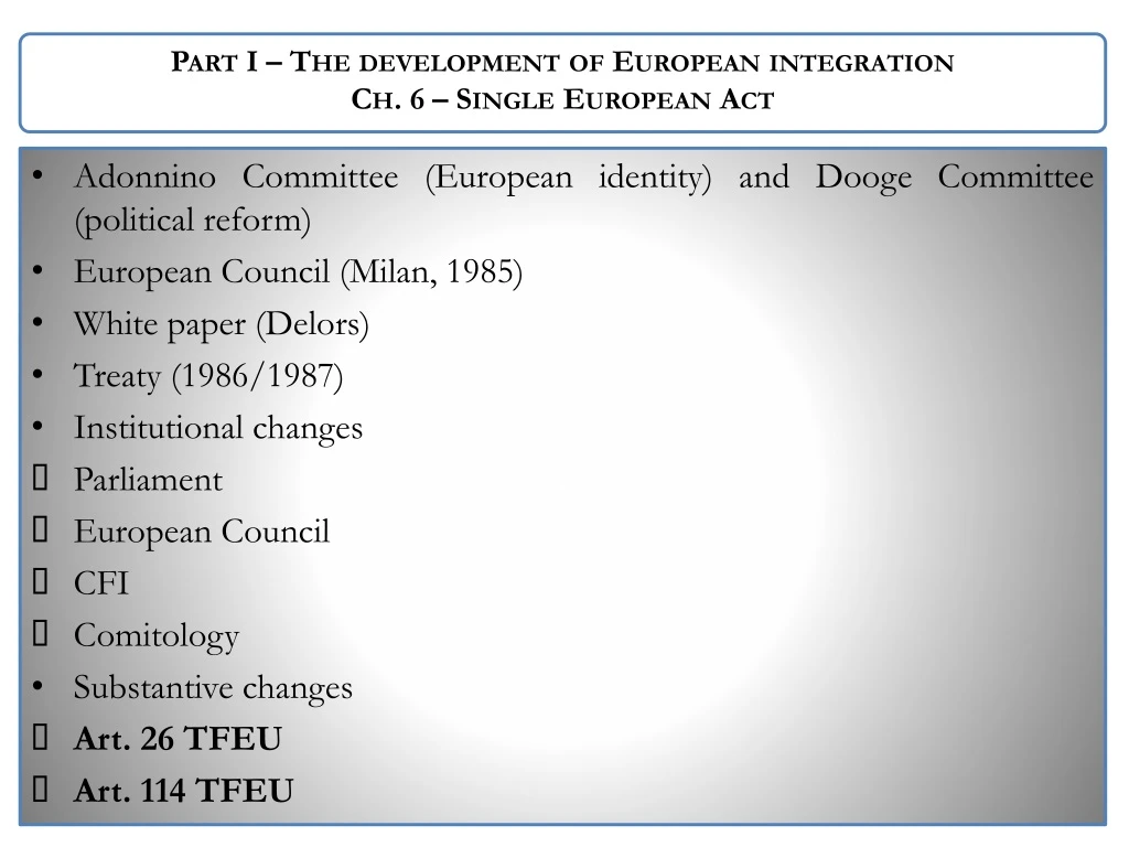 part i the development of european integration