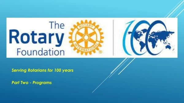 Serving Rotarians for 100 years Part Two - Programs