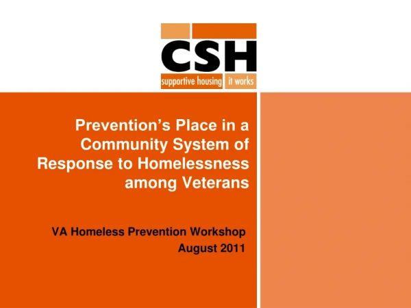Prevention’s Place in a Community System of Response to Homelessness among Veterans