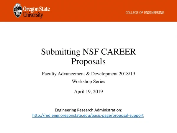 Submitting NSF CAREER Proposals