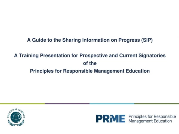 A Guide to the Sharing Information on Progress (SIP)